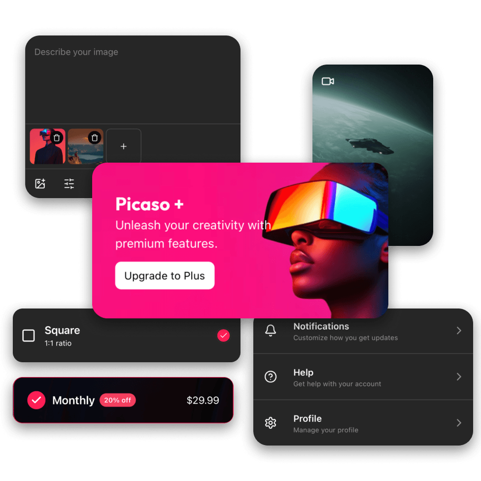 Picaso AI Image Generator Template Components