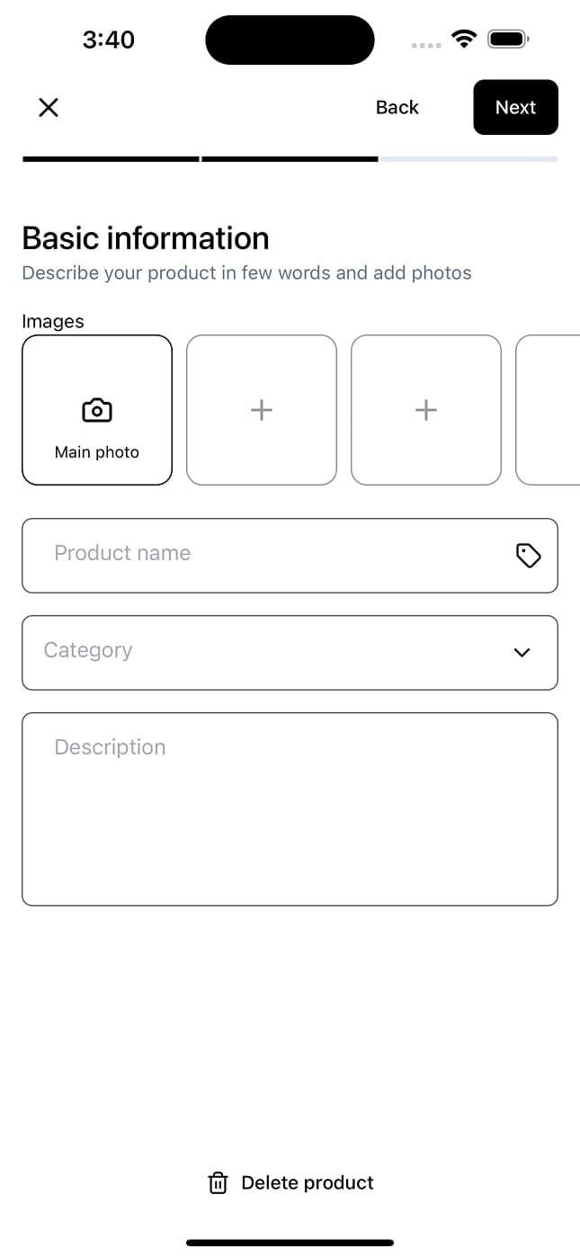 Add Product Step 2