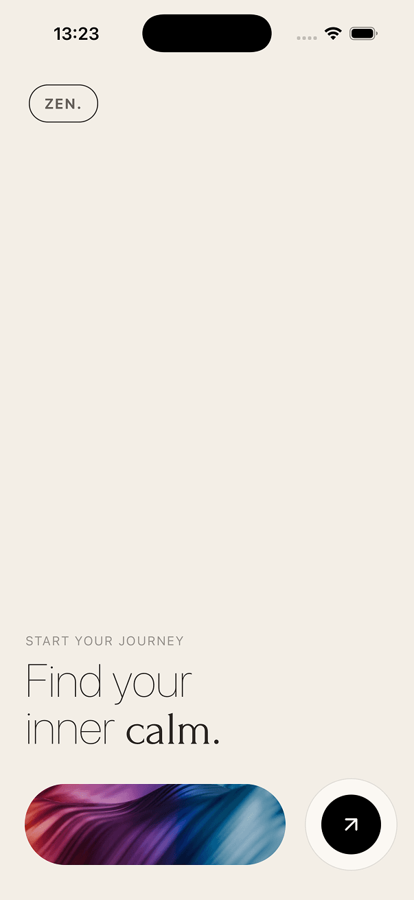 Zen welcome screen — find your inner calm