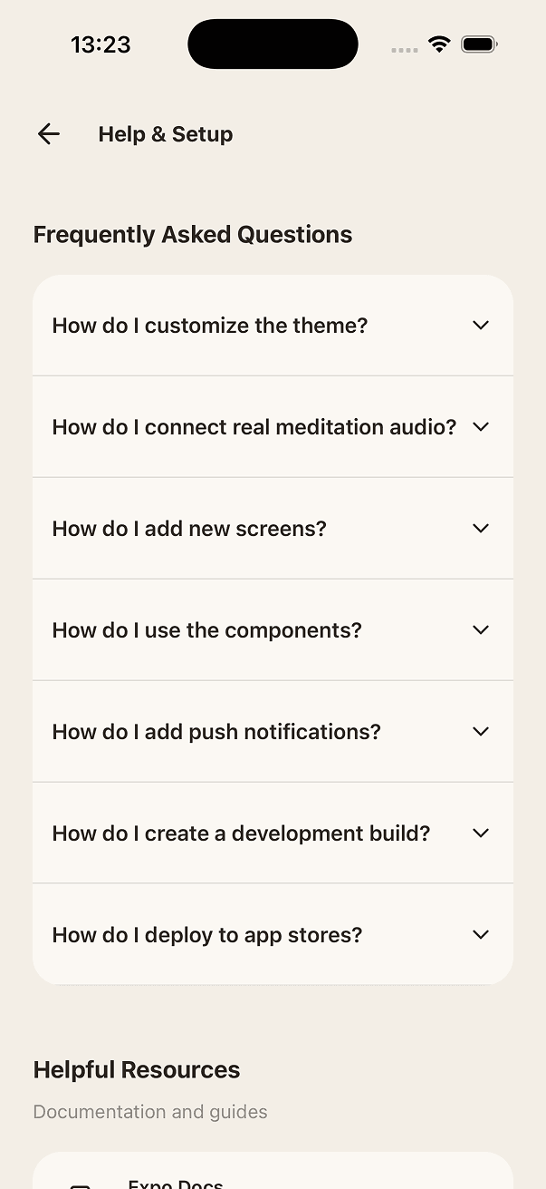 Zen help and setup screen with FAQ