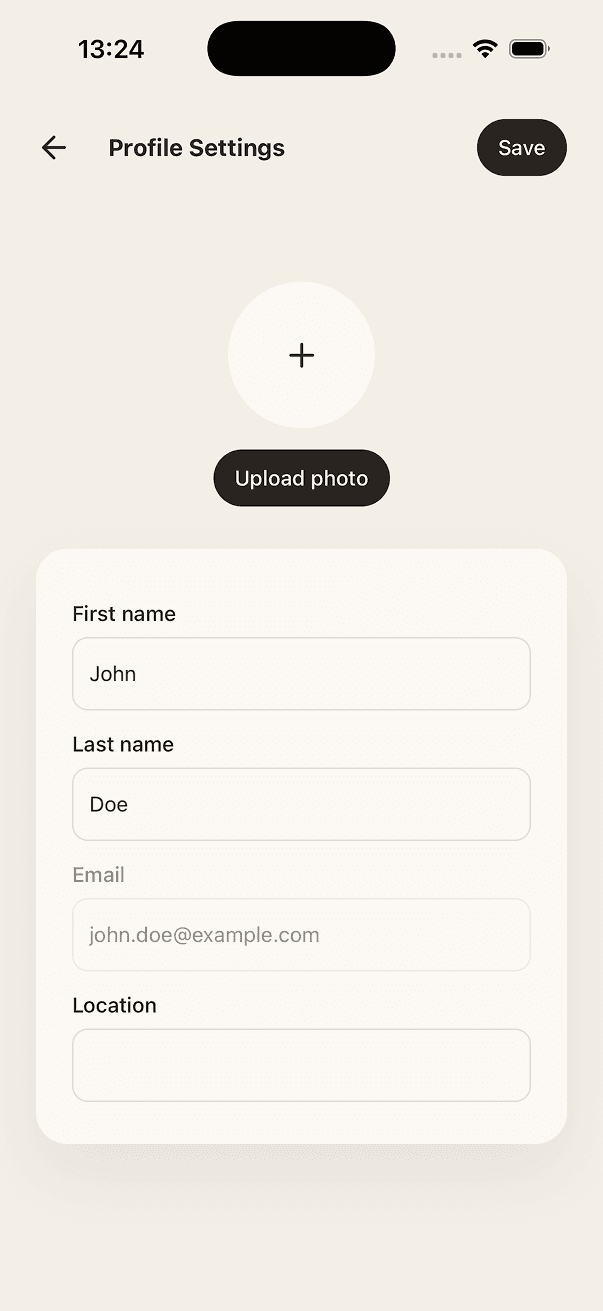 Zen profile settings and photo upload