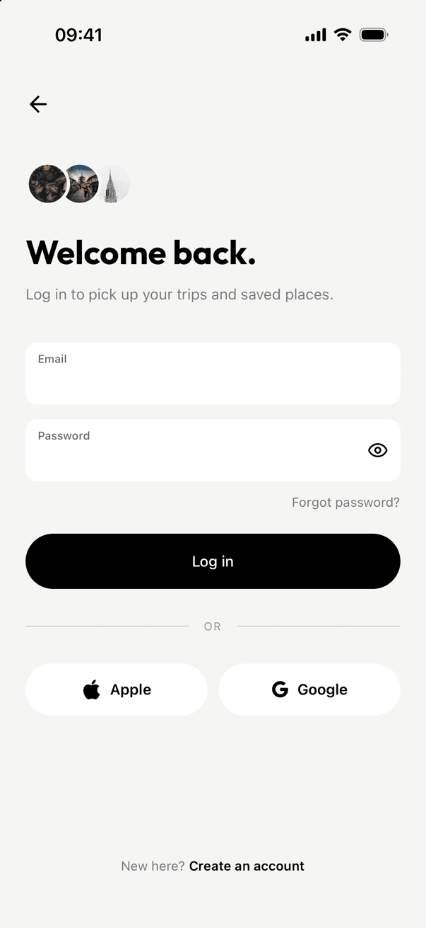 Strider log in screen
