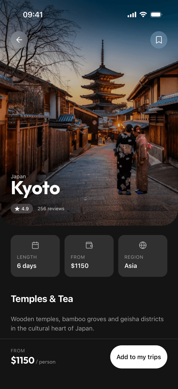 Strider trip detail in dark mode