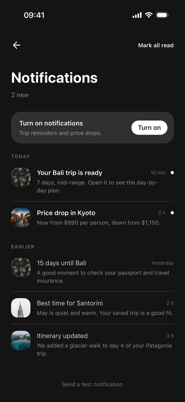 Strider notifications in dark mode