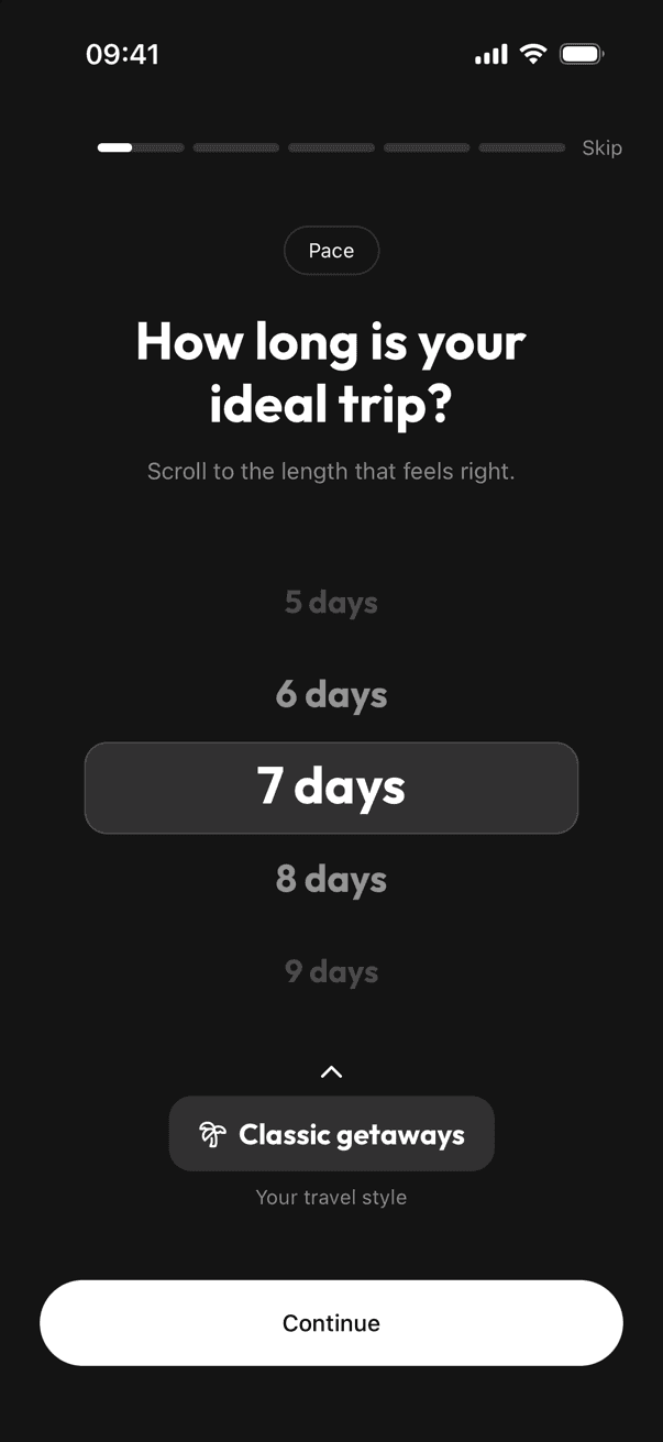 Strider onboarding in dark mode
