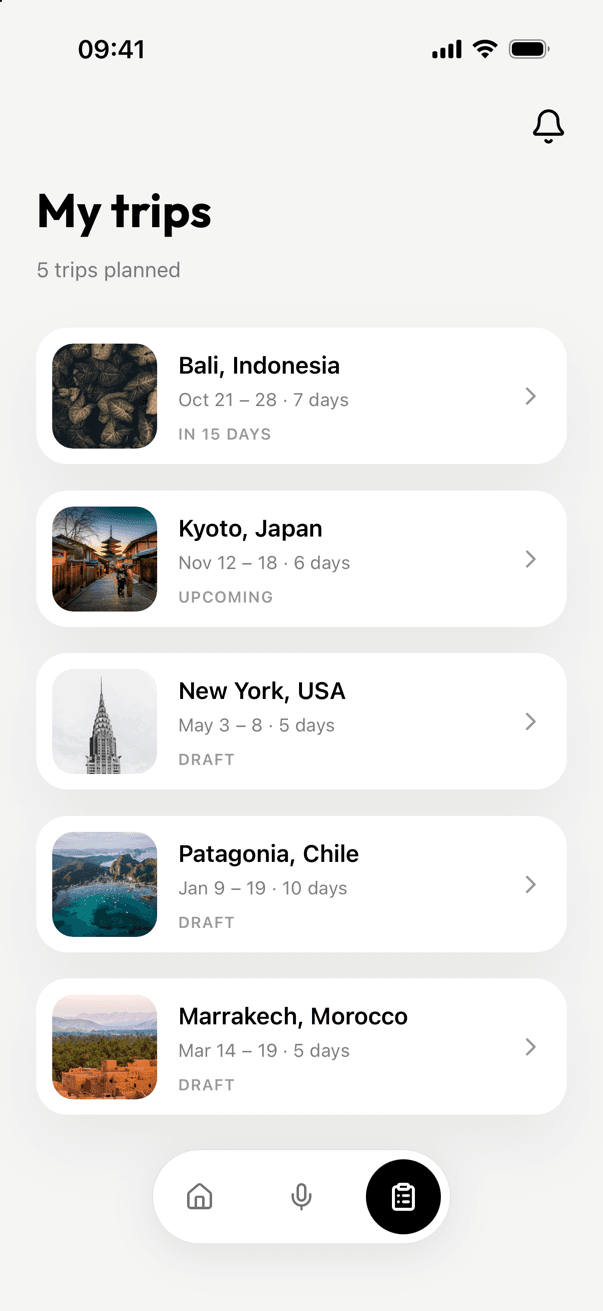 Strider my trips screen
