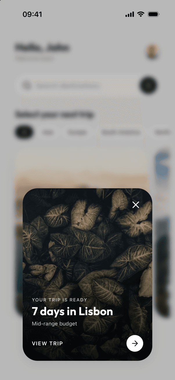 Strider AI planner result — portrait trip card