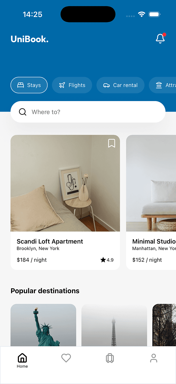 UniBook home