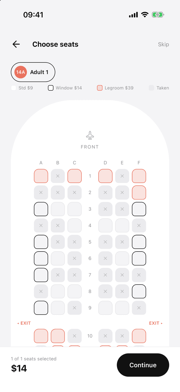 UniFlight flight booking screen 5