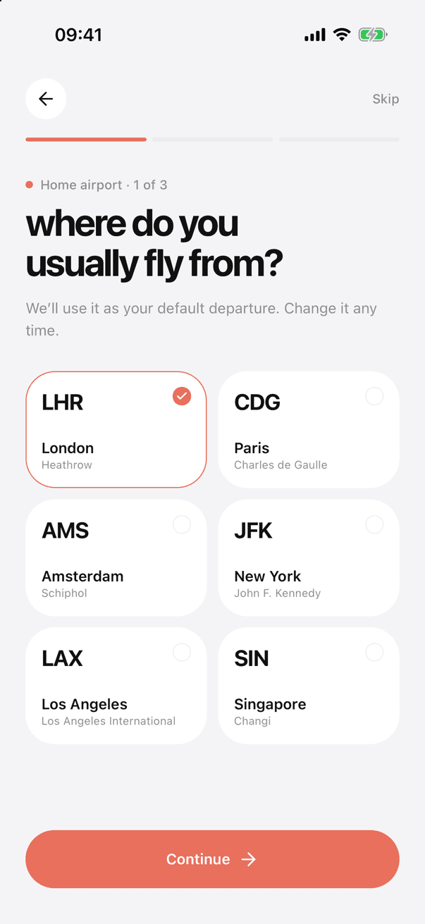 UniFlight onboarding and auth screen 5