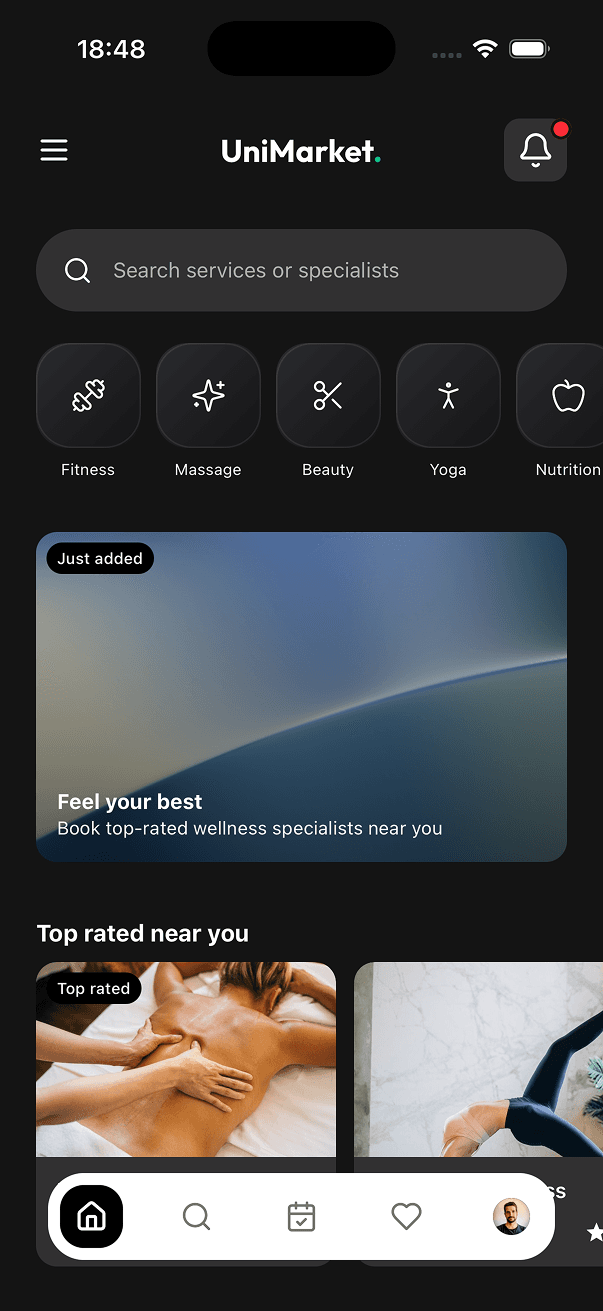 UniMarket dark mode