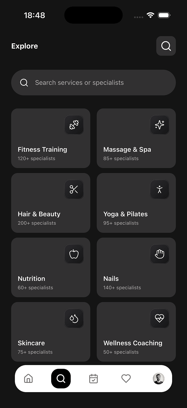 UniMarket dark mode screen 2