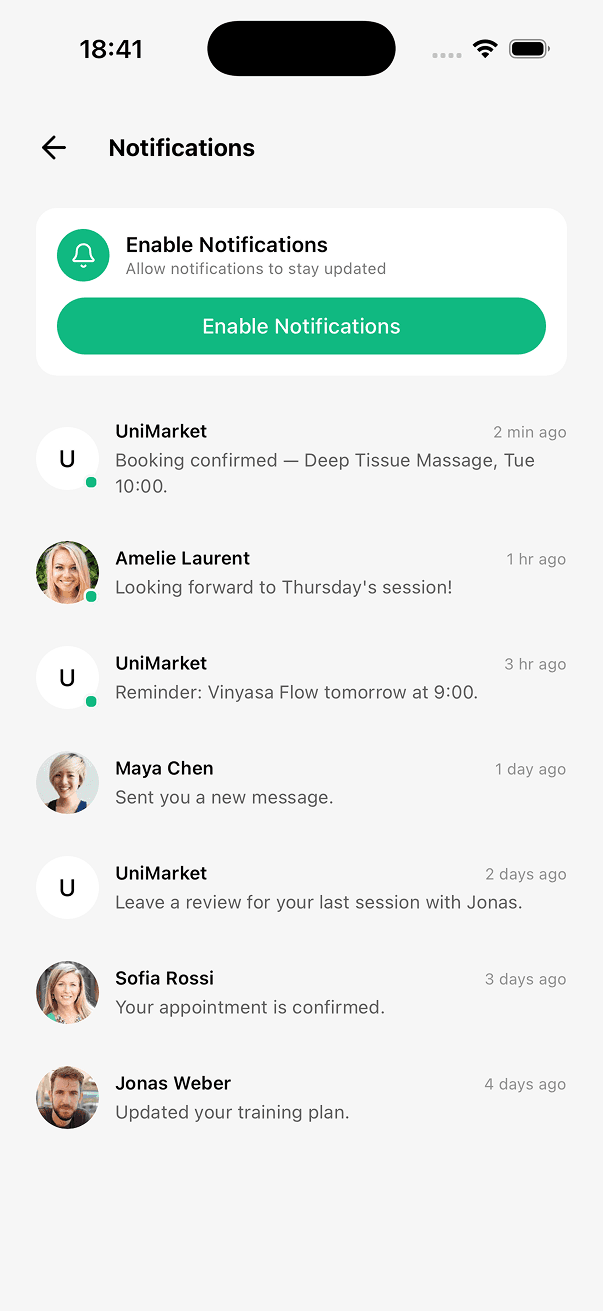 UniMarket home and discovery screen 7