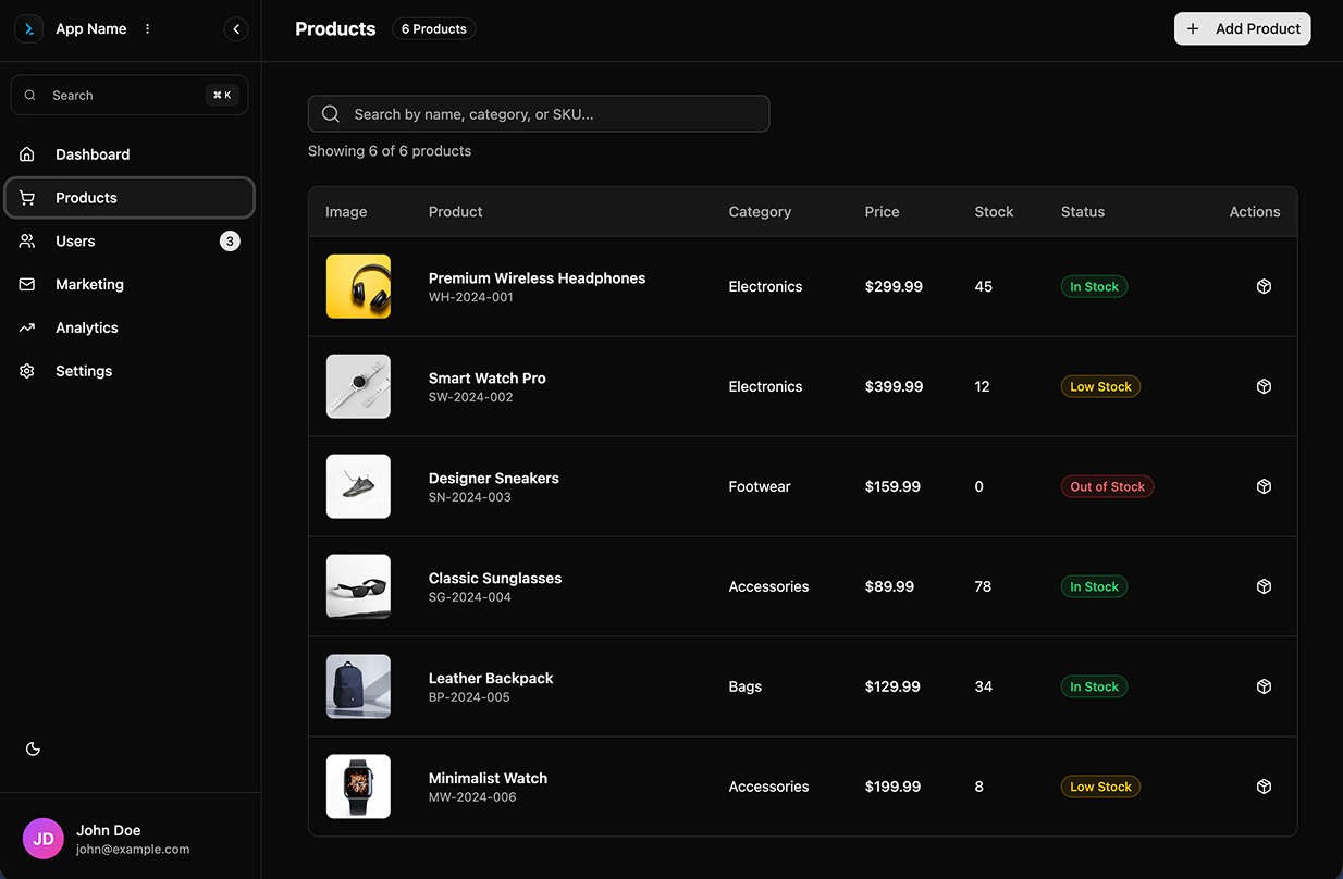 Analytics Dark Mode