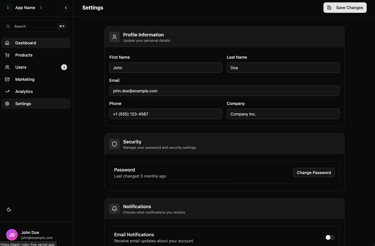 Settings Dark Mode